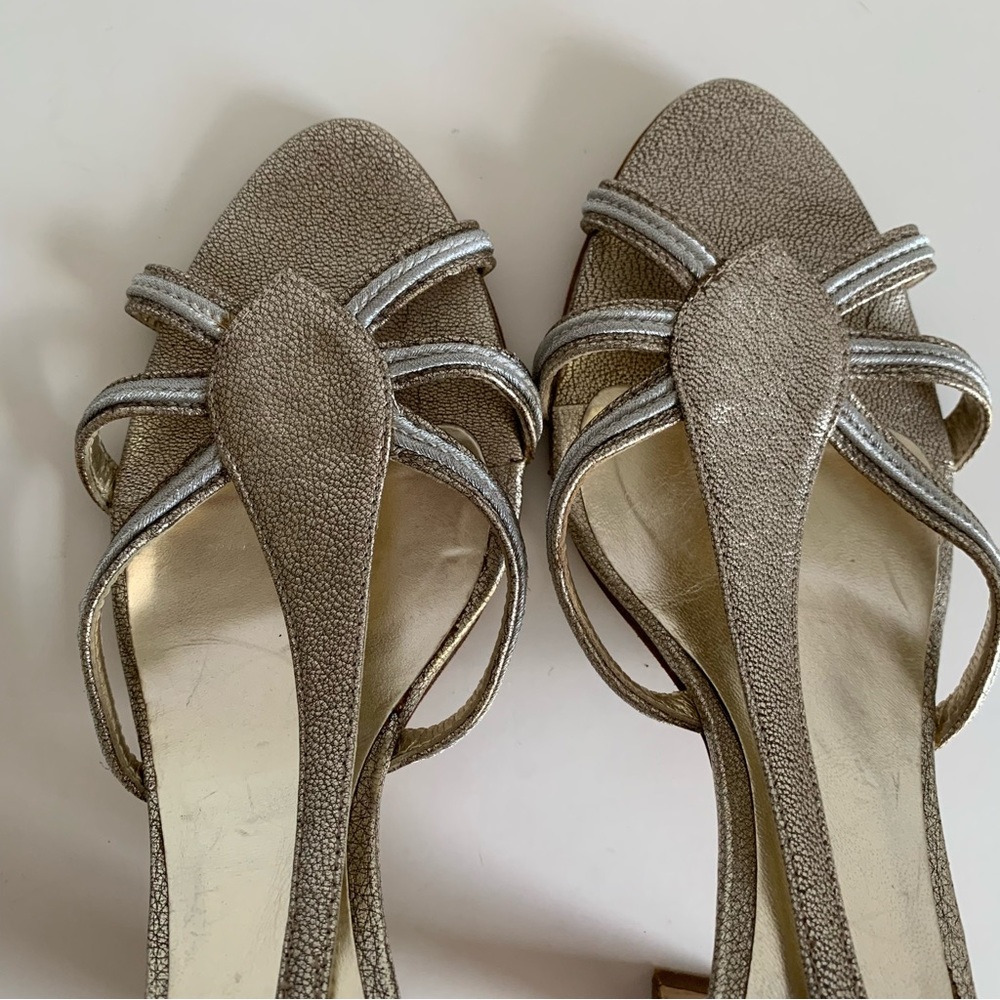 Max Mara Metallic Open Toe Heels - image 6